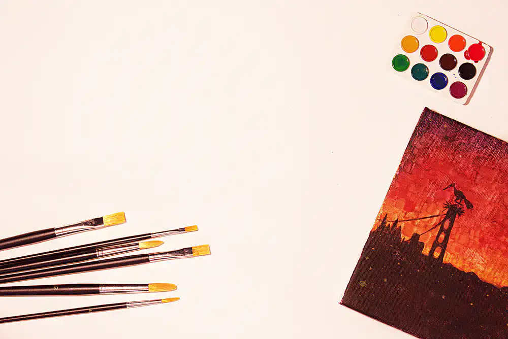Early watercolor concept art of a village